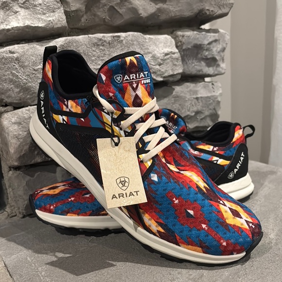 Ariat Shoes - Ariat Fuse Blue Geo Aztec EVA midsole,rubber outsole,flex,mesh & synthetic upper